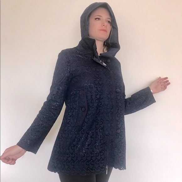 Moncler jacket elegant lace in dark blue - Picture 3 of 8